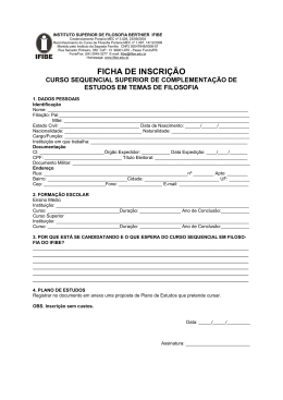 FICHA DE INSCRI&Ccedil;&Atilde;O