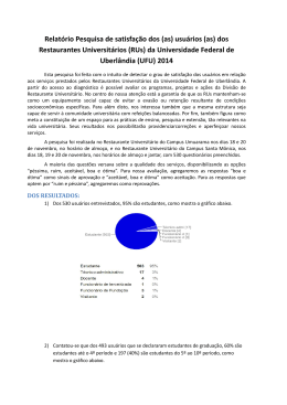 Relat&oacute;rio Pesquisa de satisfa&ccedil;&atilde;o dos (as) usu&aacute;rios