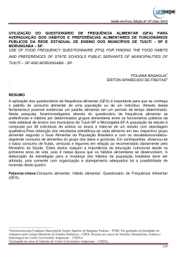 utiliza&ccedil;&atilde;o do question&aacute;rio de frequ&ecirc;ncia alimentar (qfa)