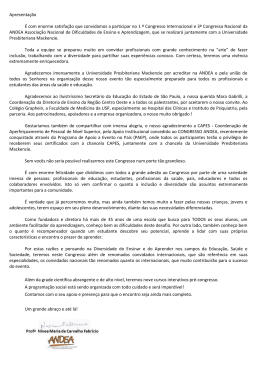 Carta da Presidente - Congresso Andea 2013