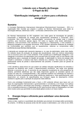 Lidando com o Desafio da Energia O Papel da IEC &ldquo;Eletrifica&ccedil;&atilde;o