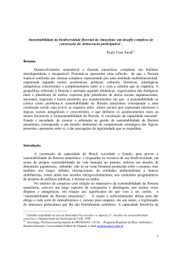 1 Sustentabilidade da biodiversidade florestal da Amaz&ocirc;nia: um