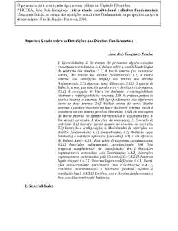 Aspectos Gerais sobre as Restrições aos Direitos Fundamentais