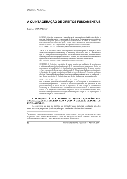 A quinta gera&ccedil;&atilde;o de direitos fundamentais