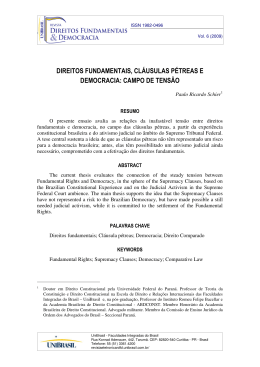 direitos fundamentais, cl&aacute;usulas p&eacute;treas e democracia: campo de