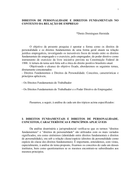 DIREITOS DE PERSONALIDADE E DIREITOS FUNDAMENTAIS NO