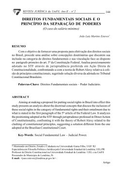 DIREITOS FUNDAMENTAIS SOCIAIS E O PRINC&Iacute;PIO DA