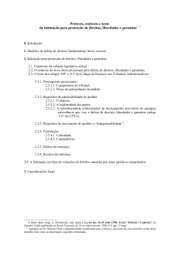 A INTIMA&Ccedil;&Atilde;O PARA PROTEC&Ccedil;&Atilde;O DE DIREITOS, LIBERDADES