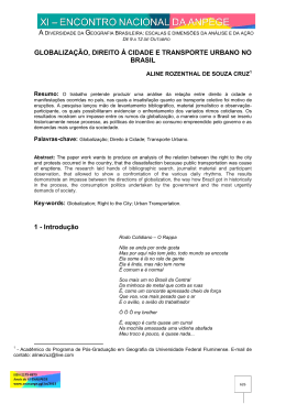 GLOBALIZA&Ccedil;&Atilde;O, DIREITO &Agrave; CIDADE E TRANSPORTE URBANO