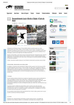 Desenvolvimento Local e Direito &agrave; Cidade: A Carta de - Sinarq-RN