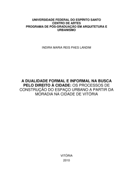 a dualidade formal e informal na busca pelo direito &agrave; cidade