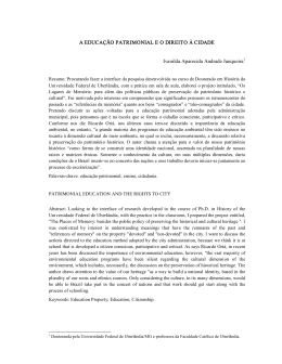 A EDUCA&Ccedil;&Atilde;O PATRIMONIAL E O DIREITO &Agrave; CIDADE Ivanilda