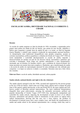Escolas de samba, identidade nacional e o direito &agrave; cidade