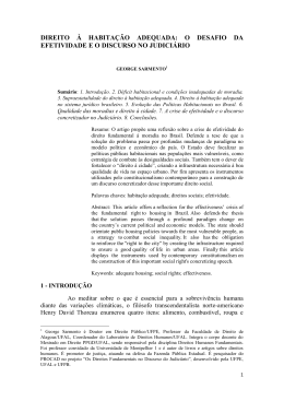 direito &agrave; habita&ccedil;&atilde;o adequada: o desafio da