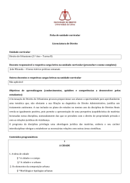 Direito do Urbanismo - Faculdade de Direito | Universidade de Lisboa