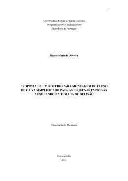 Proposta de um roteiro para elabora&ccedil;&atilde;o do fluxo de caixa