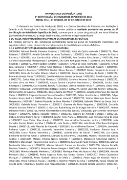 (UnB) 1&ordf; CERTIFICA&Ccedil;&Atilde;O DE HABILIDADE ESPEC&Iacute;FICA DE 2015