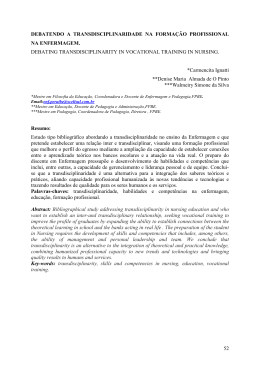 52 DEBATENDO A TRANSDISCIPLINARIDADE NA