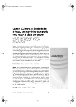 Lazer, Cultura e Sociedade: a festa, um caminho que
