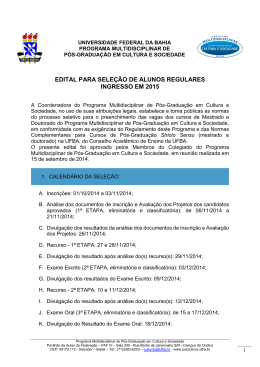 edital para sele&ccedil;&atilde;o de alunos regulares ingresso em 2015