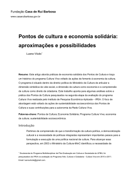 Pontos de cultura e economia solidária