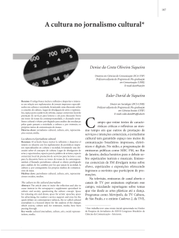 A cultura no jornalismo cultural
