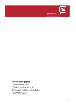 Dossi&ecirc; Pedag&oacute;gico Doutoramento &ndash; FCT "Estudos