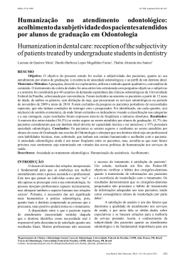 Humanização no atendimento odontológico: acolhimento da