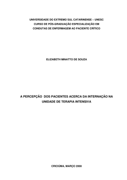 A PERCEP&Ccedil;&Atilde;O DOS PACIENTES ACERCA DA INTERNA&Ccedil;&Atilde;O NA
