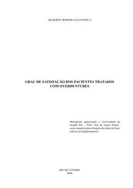 grau de satisfa&ccedil;&atilde;o dos pacientes tratados com overdentures