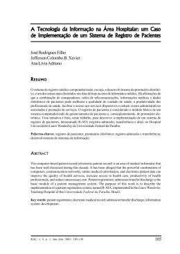 A Tecnologia da Informação na Área Hospitalar: um Caso