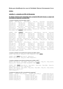 Rotina para identificação dos casos de Morbidade Materna