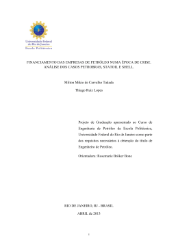 financiamento das empresas de petr&oacute;leo numa