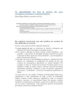 Da admissibilidade dos fatos de decisões dos casos estrangeiros