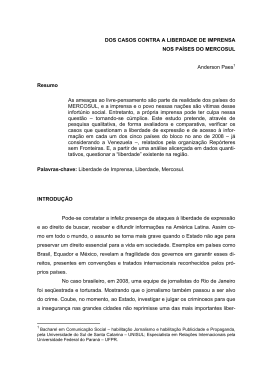 DOS CASOS CONTRA A LIBERDADE DE IMPRENSA NOS