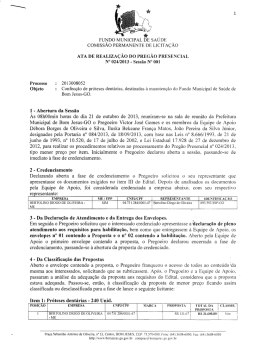 ATA DE REALIZAÇÃO DO PREGÃO PRESENCIAL N° 024/2013