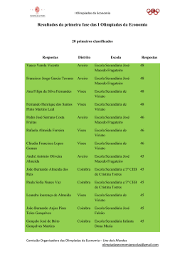 Resultados da primeira fase das I Olimpíadas da Economia
