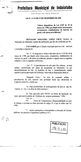 Lei 3525 Alterada pela Lei 4110 - Câmara Municipal de Indaiatuba