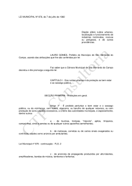 LEI MUNICIPAL N&ordm; 876, de 7 de julho de 1960 Disp&otilde;e s&ocirc;bre ru&iacute;dos