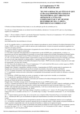 Lei 702/2015 IPMPG - Instituto de Previd&ecirc;ncia Municipal de Praia