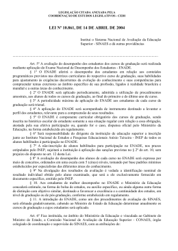 LEI N&ordm; 10.861, DE 14 DE ABRIL DE 2004