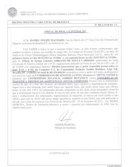 V DECIMA SEGUNDA VARA CIVEL DE BRASILIA N&deg; DE LAUDAS