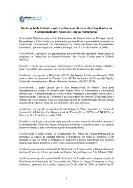 Declaração de Coimbra sobre o Desenvolvimento das Geociências