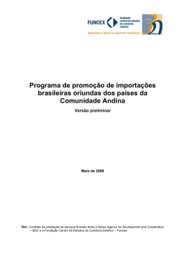 Programa de promo&ccedil;&atilde;o de importa&ccedil;&otilde;es brasileiras oriundas dos
