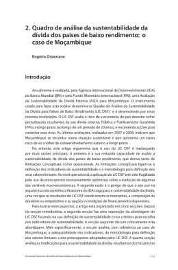 Quadro de an&aacute;lise da sustentabilidade da d&iacute;vida dos pa&iacute;ses