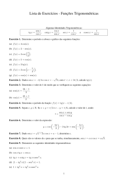 Lista de Exercícios - Funções Trigonométricas
