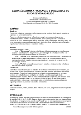 estrat&eacute;gia para a preven&ccedil;&atilde;o e o controle do risco devido ao ru&iacute;do