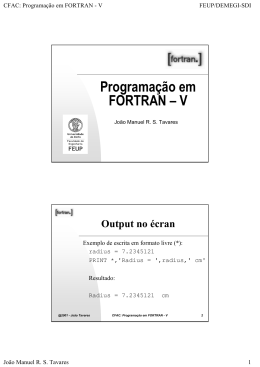 Programação em FORTRAN – V