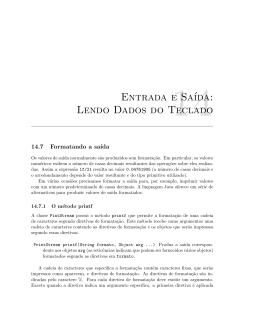 Formatando dados de sa&iacute;da