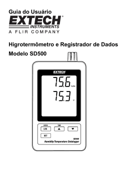 Guia do Usu&aacute;rio Higroterm&ocirc;metro e Registrador de Dados Modelo